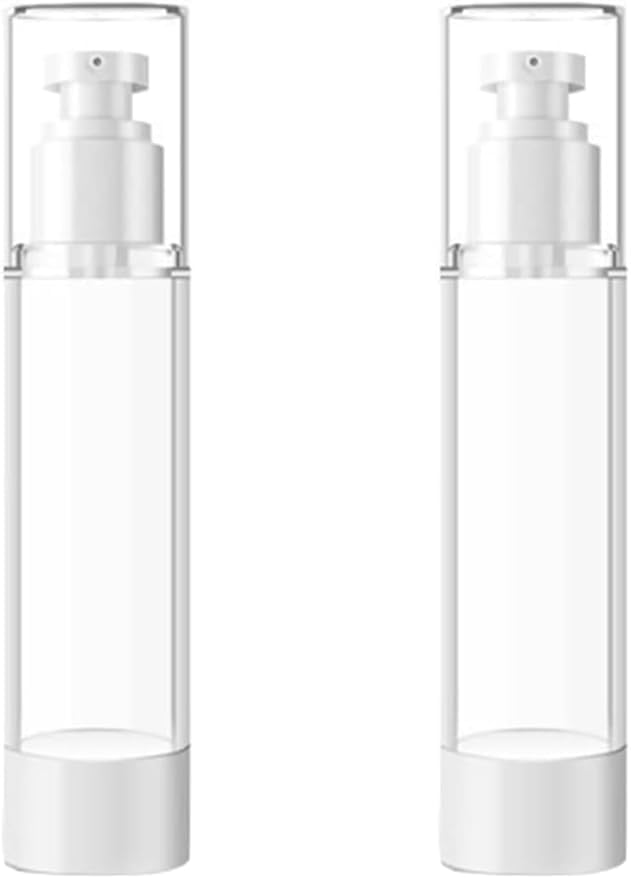 JAMBUVANTI 50 ml Clear/Transparent Airless Pump Bottle with finish Cap for Beauty Products, Makeup, Foundations, and Serums Lightweight Leak Proof and Shockproof Refillable (1)