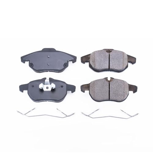 Image of PowerStop Front Brake Pads for Saab 9-3 2006-09 - Z17 Ceramic Brake Pads with Installation Hardware, 17-1106