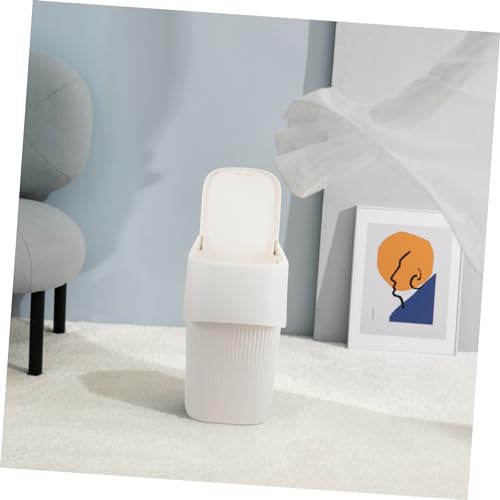 Caneca de basura estrecha con tapa color blanco miniatura 7