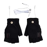 babominimer Guantes térmicos eléctricos de invierno alimentados por USB con calefacción de doble cara para escribir y jugar, calentador de dedos medio y completo, compatibles con PC y alimentación