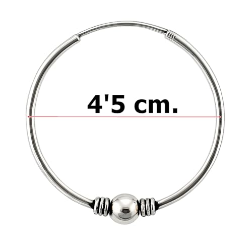 Aros de Plata 925 Antialérgicos Estilo Bali Grandes de 45 mm Unisex 2