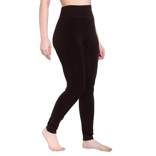 Image of Brachy Women's Winter Thermal Leggings | Warm Fur Lined Stretchable High Waist Thermal Leggings Without Socks | Footless Skinny Fit Winter Bottom Wear for Daily & Casual Use- (BCA FURLEG0X1-P)