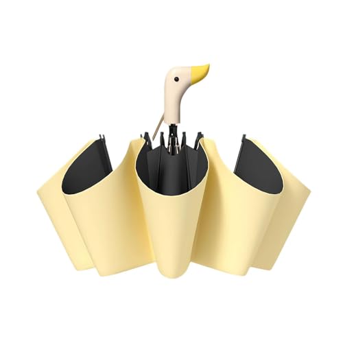 Paraguas con mango de pato de dibujos animados, bonito paraguas plegable, paraguas compacto de viaje pequeño para lluvia y sol al aire libre, amarillo, Taille unique