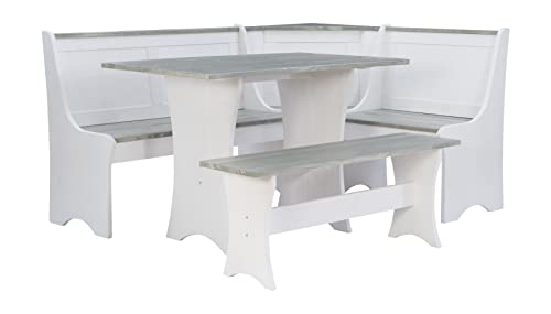 Linon Greywash And White Table And Bench Included Sadie Corner Nook #TOP13
