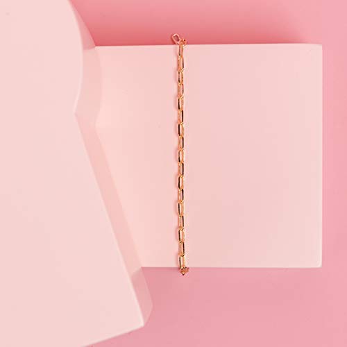 PAVOI 14K Gold Plated Paperclip/Curb/Figaro Chain Adjustable Bracelet for Women4