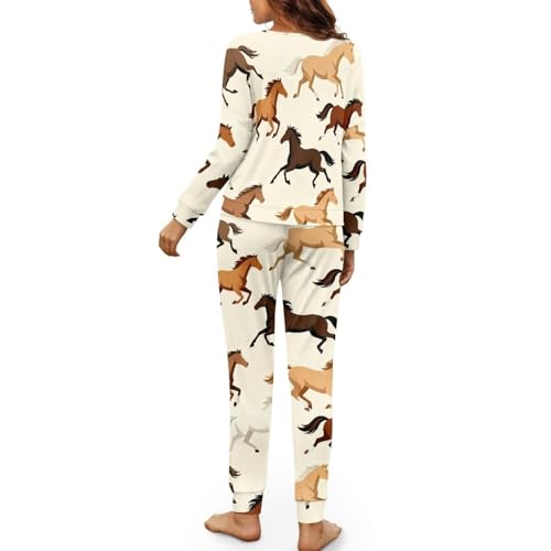 Image of Women's Pajamas Set Soft 2 Piece Loungewear Long Sleeve Pj Set Matching Sleepwear with Pockets for Women Plus Size