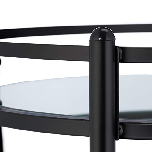 Relaxdays 10031632 Chariot Cuisine, Rond, desserte avec 2 étages, Acier, Bar Roulant avec 4 roulettes, métal, 75 x 50 cm, Noir - Image 8