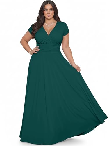 Image of KOH KOH Womens Sexy Cap Short Sleeve V-Neck Flowy Cocktail Gown