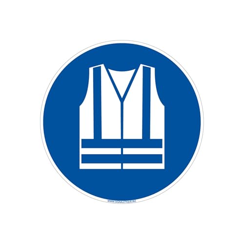 Panneau EN ISO 7010 M015 pour gilet de sécurité haute visibilité obligatoire sur chantier