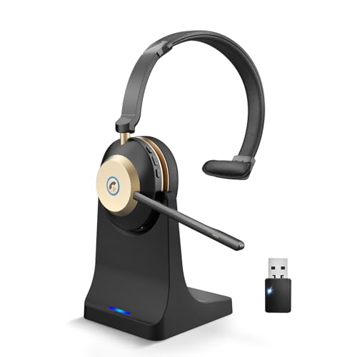 NOTESNEE V5.3 Wireless Headset with Mic for Work, 45Hrs Computer Headset with Microphone, Bluetooth...