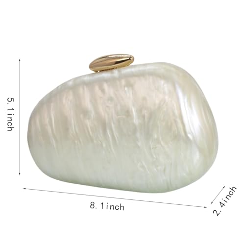 Image of Women Elegant Acrylic Stone Shape Chain Crossbody Bag Chic Marble Shell Purse Wedding Handbag for Banquet Party