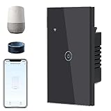 BSEED Smart Water Heater Switch, ZigBee Switch Compatible with Alexa, Google Assistant, Touch Switch with APP Control and Timer Function for Bathroom, Group Share Remote Voice Control, 20A, Black