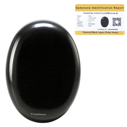 Image of Crystal Heaven Black Agate Crystal Palm Pebbles Stones For Anxiety Stress Relief Massage - Aaa Grade Original Healing Gemstone Agate Palm Stone For Yoga Meditation Spiritual Reiki Feng Shui