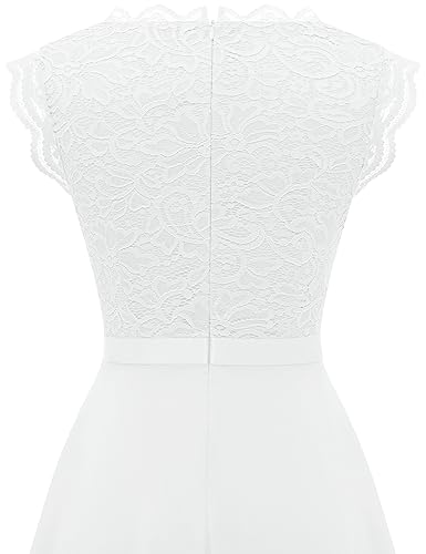 Image of Dressystar Women's V Neck Sleeveless Lace Bridesmaid Dress Wedding Party Gown