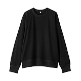 無印良品 婦人 ワッフル編みクルーネック長袖Tシャツ レディース BB2TVA6S 黒 L