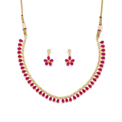 Image of Rubans Necklace Set American Diamond Cubic Zirconia Jewellery Gift for Women & Girls