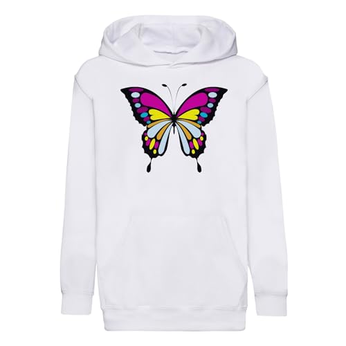 Sweat à capuche enfant papillon multicolore en coton premium