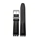 Longueur du bracelet : 19 cm ewgrkba Bracelet de montre en cuir véritable compatible avec SWATCH YCS YAS YGS IRONY Bracelet en cuir de vachette souple 17 mm 19 mm pour homme et femme avec boucle déployante, 17mm, Acétate, Pas de