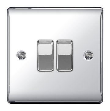 BG Nexus Metal Polished Chrome Light Switch 2G 2W NPC42