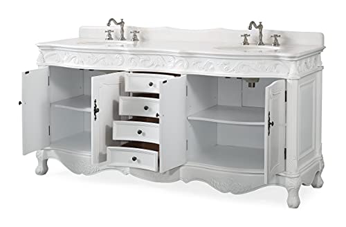 64” Beckham Antique White Double Sink Bathroom Vanity With 2 Mirrors Cf-3882W-Aw-64-Mir-Mir #TOP3