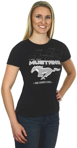 Image of JH Design Women's Ford Mustang T-Shirt's in 3 Styles Short Sleeve Crew Neck Shirts