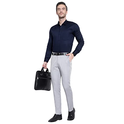 Image of ABLESTAR Men's Polycotton Slim Fit Formal Trouser - Spendex Cotton Casual Pant for Men - Breathable, Lightweight, Adjustable Formal Trouser for Men - Pack of 3