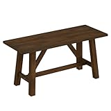 Giantex 38" Wooden Dining Bench, Farmhouse Entryway Bench with Rubber Wood Frame, 400 LBS Capacity, Shoe Rack Benchs, Narrow End of Bed Seat for Kitchen, Living Room, Bedroom, Hallway, Brown (1)