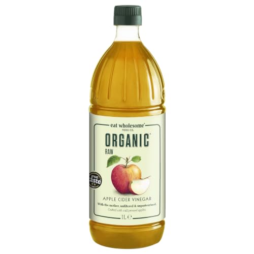 Eat Wholesome Food Co. Vinagre de Sidra de Manzana Cruda Ecológica sin Filtrar con la Madre, 1L