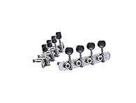 Deluxe Mandolin A-Style Tuning Machines Vintage Style Chrome Baseplate Hardware Open Gear Machines with Black Buttons Ratio 14:1 Designed to Fit 8 mm Peg Holes for Mandolins with 23 mm Post Spacing International products have separate terms, are sold...