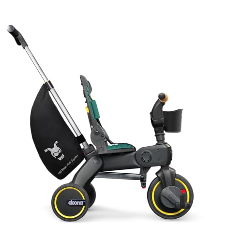 Image of Doona Liki Trike S5 - Premium Foldable Trike for Toddlers, Kids /Baby Tricycle Stroller with Cushion Seat, UPF 50+ Sun Protection & Harness, Parental Control, Ages 10 Months to 3 Years, Racing Green