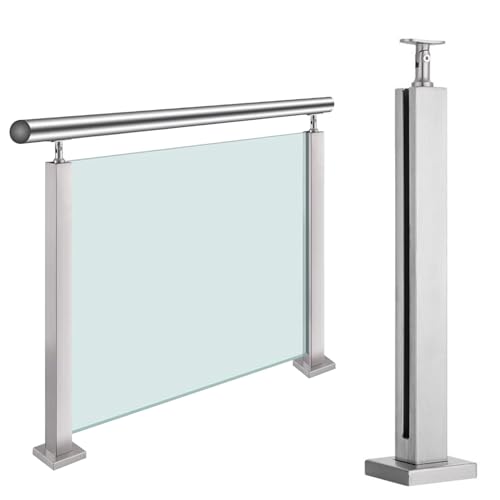 Glasgeländer Pfosten - Sistema de barandilla de cristal para interiores con abrazaderas de poste y diseño con muescas para balcones, escaleras, lofts, villas, vallas y terrazas.
