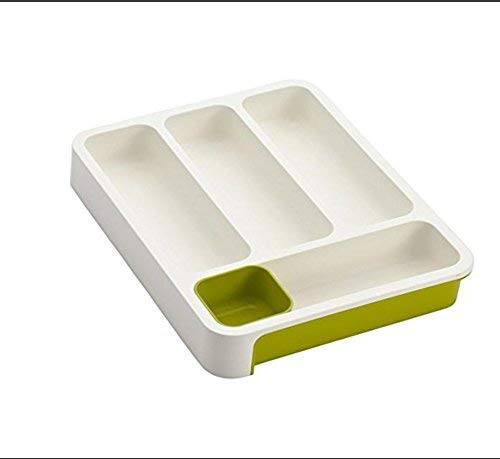 Risecollection Plastique Tiroir Organisateur Extensible Couverts Plateau, Vert Et Blanc | Fournitures-Act-079