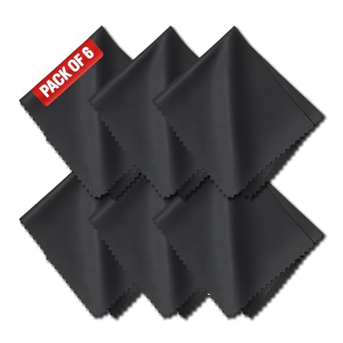 Image of MAXOSHINE Microfiber Cleaning Cloth for Glasses Specs Laptop| Thickened Magic Cleaning Cloth for Camera Lenses Phone Screens Laptop Binoculars | Streak-Free & Scratch-Resistant (Pack of 6, Black)