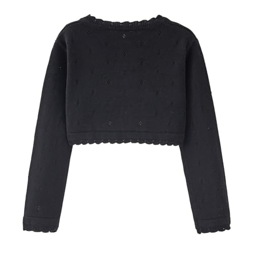 Girls'Knit Hollow Out Long Sleeve Button Cardigan Simple Basic Lightweight Thin Cropped Tops2