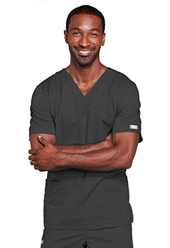 Image of Cherokee Scrubs for Men & Women V-Neck Scrub Top with 4 Pockets, Cotton Blend Soft Stretchy Easy Care Nursing Uniform - 4725