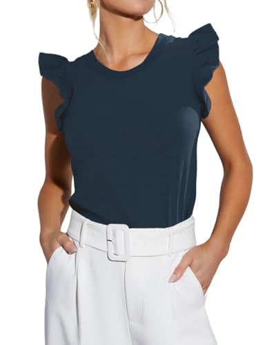 Ezbelle Women's Summer Sleeveless Tops Ruffle Shirts Tank Top Trendy Office Tshirt 2026