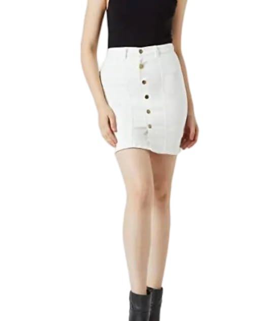 Women?s Cotton Blend Solid Mid Rise Mini Skirt-picture-10