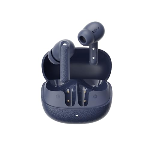 Image of QCY HT05 Pro Hybrid ANC Wireless Earbuds | Globally Leading Brand | Sleek Leather-Finish Design | 6-mic, 45dB Hybrid ANC | 9 EQs, Smart App, 25H Playtime, IPX4 (Blue)