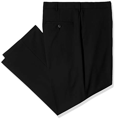 Haggar Men's Big and Tall B&T Solid Gab 4-Way Stretch Straight Fit Flat Front Pant, black, 56Wx30L