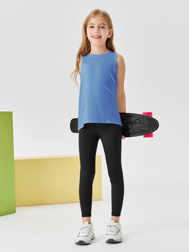 Image of Haloumoning Girls Athletic Tank Tops Open Tie Back Sleeveless Workout Running Tennis Sports Shirts 5-14Years