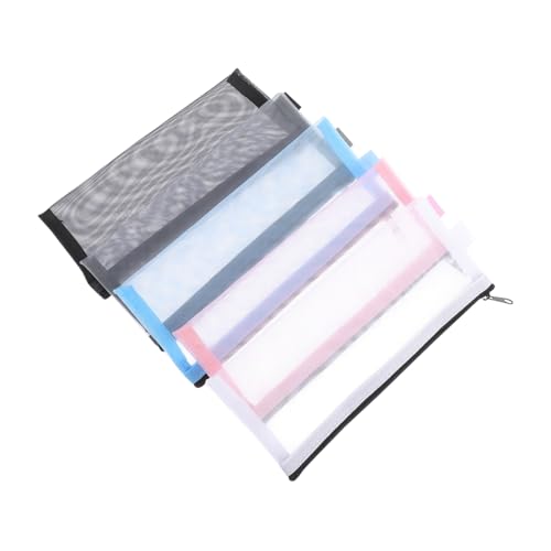 DIYEAH 5 Piezas Estuche de Malla Caja de lápices Transparente Bolsa de Maquillaje de Viaje Transparente baul Almacenamiento baul almacenaje Bolsas de Pluma Bolsas de papelería de Nailon
