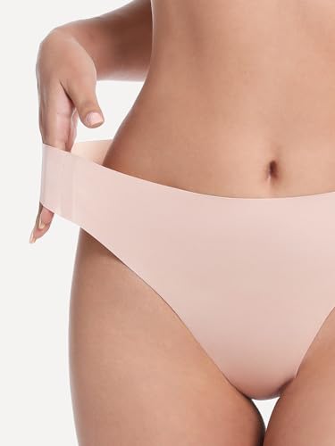Image of LUCKMEEY Seamless Thongs for Women No Show Thong Panties for Women No Line G-String Thongs Sexy Shapewear Underwear Pack
