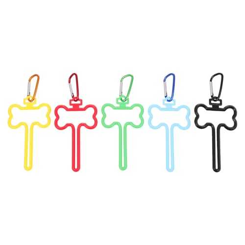 GARVALON Pinzas Fijas para Bolsas de Excrementos de Perro 5 Piezas, Clip Práctico Multicolor (negro, Amarillo, Rojo, Azul, Verde), Soporte Portátil para Bolsas de Basura de Mascotas,