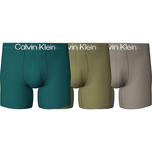Calvin Klein Herren 3er-Pack Boxershorts Boxer Brief 3 PK mit Stretch, Deep Lake/ Pistache/ Winter Linen, XS