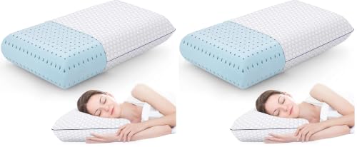 Image of CushyOasis Memory Foam Pillows for Side, Back and Stomach Sleepers, Bed Pillow with Washable Cover and Breathable Mesh, Bed Pillow for Sleeping Standard Size (Grey) (Pack of 2)