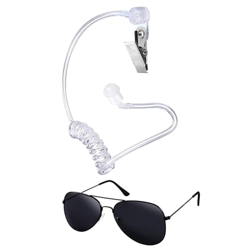 KAHDGSS Disfraz de agente secreto, incluyendo gafas negras y pin de insignia, disfraz de guardia de seguridad para adultos