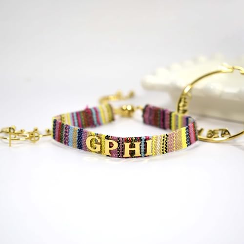 Sorority Shop Gamma Phi Beta Bracelet — Multi-Color Woven Bracelet with Gold-plated Sorority Nickname and Adjustable Clasp3
