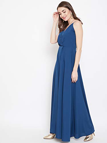 Image of Berrylush Red Solid V Neck Maxi Dress