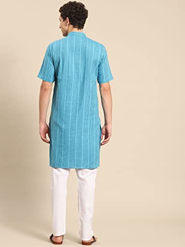 Image of Rajubhai Hargovindas Green Khadi Half Sleeve Kurta