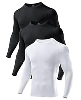 Niksa 1/2/3 Stück Kompressionsshirt Herren,Funktionsshirt Langarm Sportshirt Rundhalsausschnitt Atmungsaktiv Laufshirt für Running Workout Fitness C-Schwarz+Schwarz+Weiß (3 Stück) L